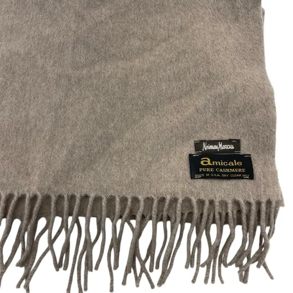 Amicale Cashmere for Neiman Marcus Cashmere Scarf OS Taupe/Tan - Picture 12 of 13